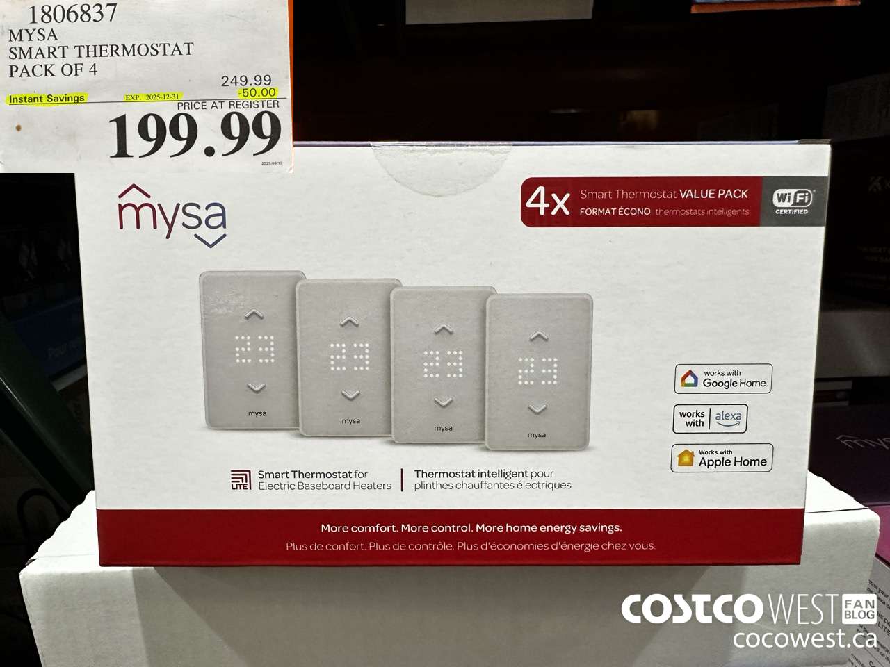 1806837 MYSA SMART THERMOSTAT PACK OF 4 ($50.00 INSTANT SAVINGS EXPIRES ON 2025-12-31) $199.99