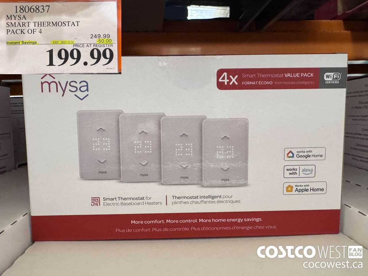 1806837 MYSA SMART THERMOSTAT PACK OF 4 ($50.00 INSTANT SAVINGS EXPIRES ON 2025-12-31) $199.99