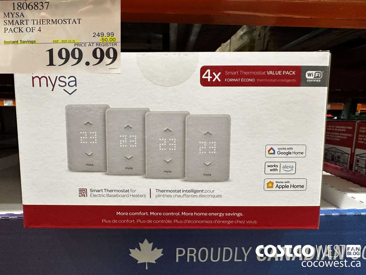 1806837 MYSA SMART THERMOSTAT PACK OF 4 ($50.00 INSTANT SAVINGS EXPIRES ON 2025-12-31) $199.99
