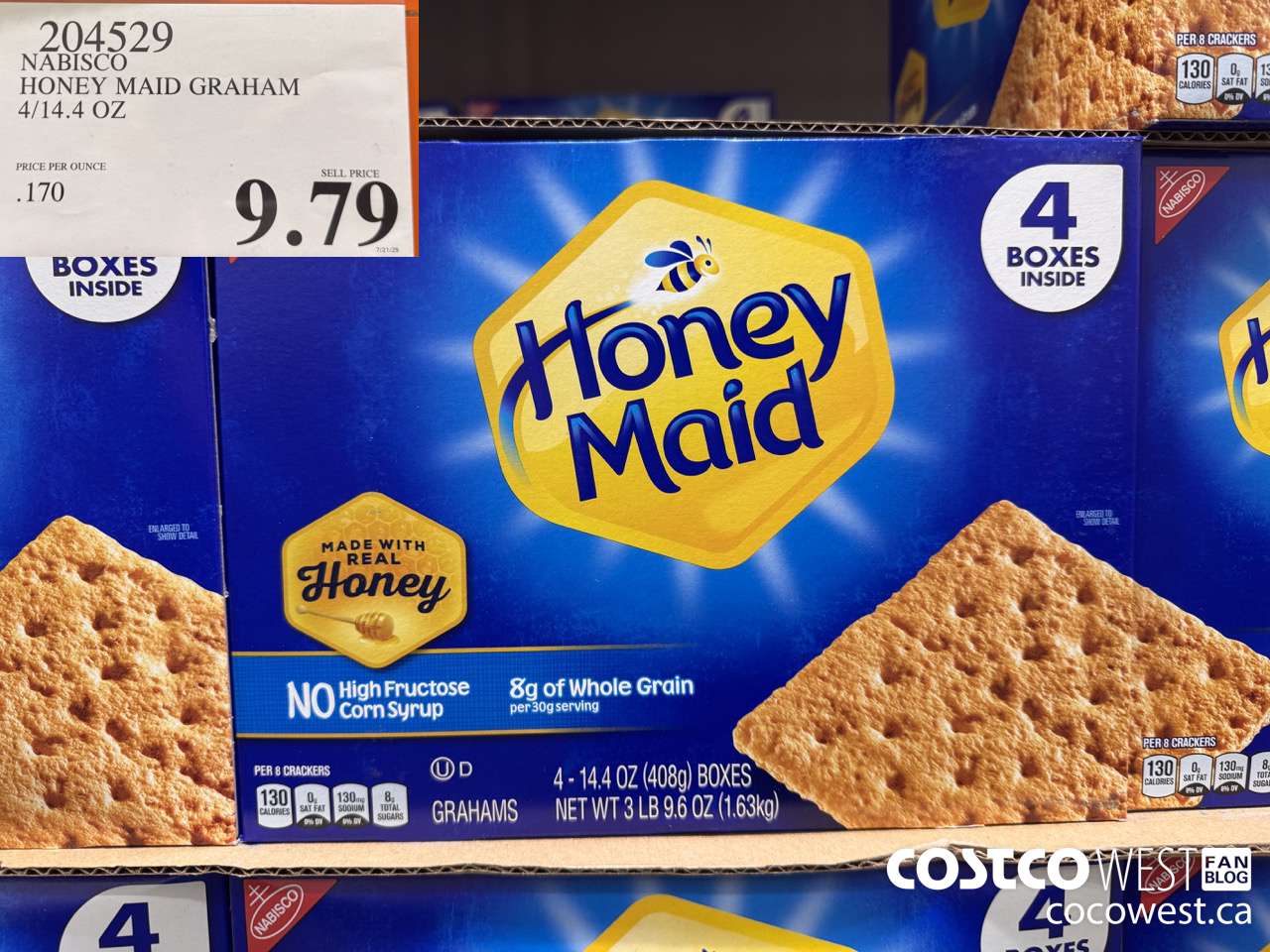 204529 NABISCO HONEY MAID GRAHAM 4/14.4 OZ $9.79