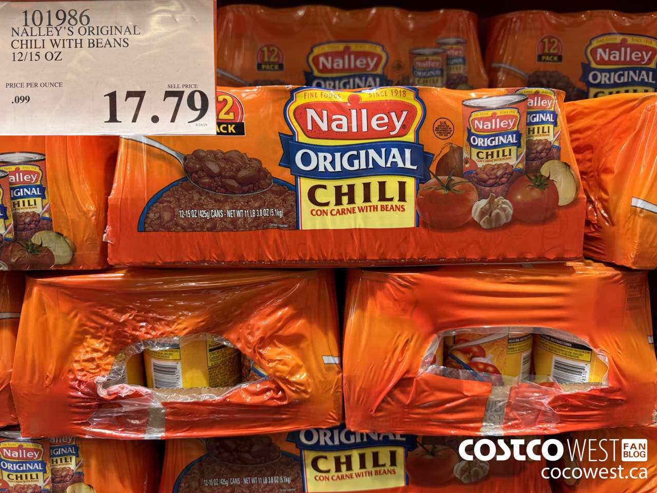 101986 NALLEY'S ORIGINAL CHILI WITH BEANS 12/15 OZ  $17.79