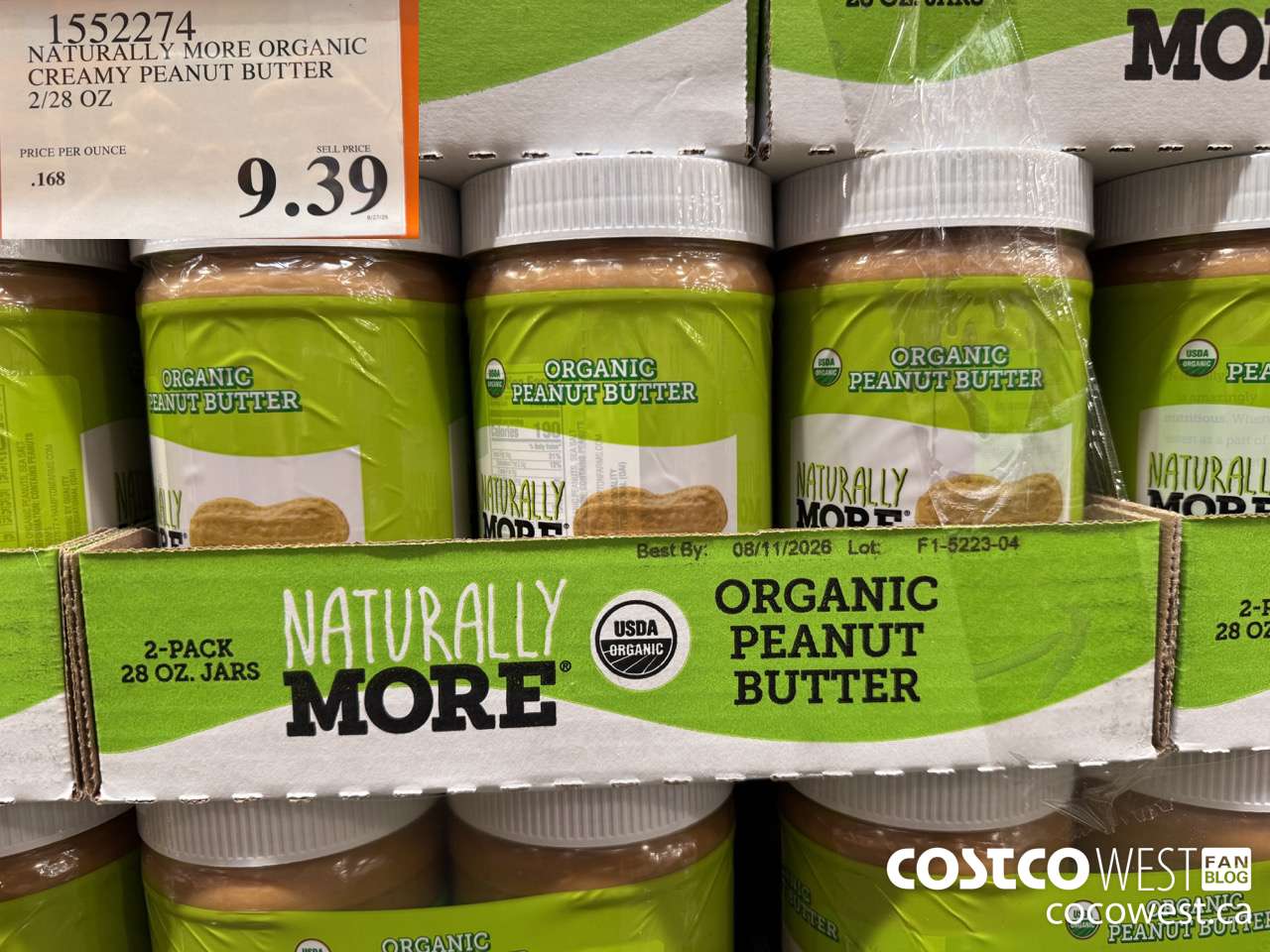 1552274 NATURALLY MORE ORGANIC CREAMY PEANUT BUTTER 2/28 OZ $9.39