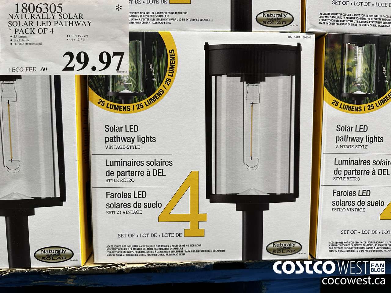 1806305 NATURALLY SOLAR SOLAR LED PATHWAY PACK OF 4 $29.97