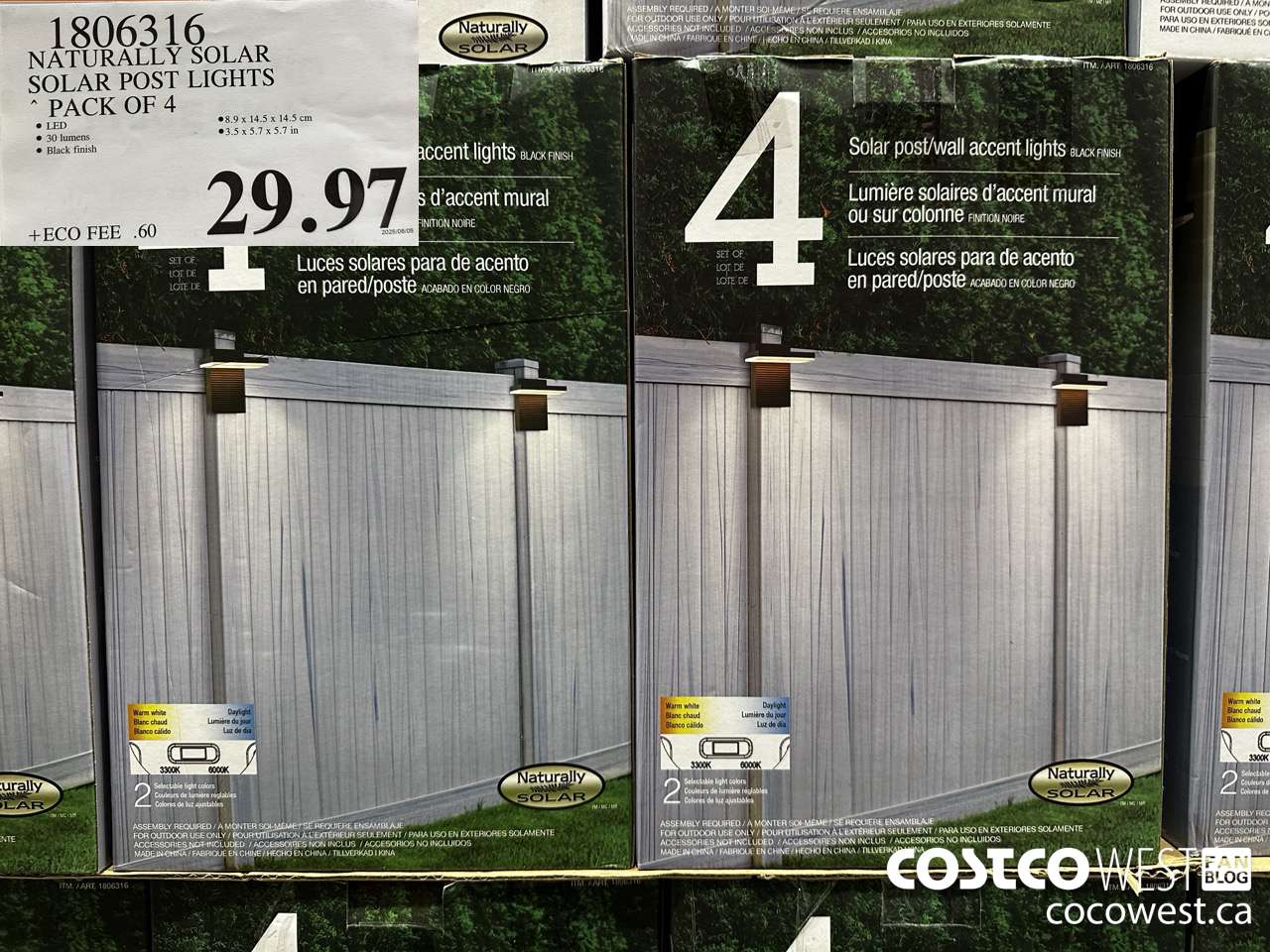 1806316 NATURALLY SOLAR SOLAR POST LIGHTS PACK OF 4 $29.97