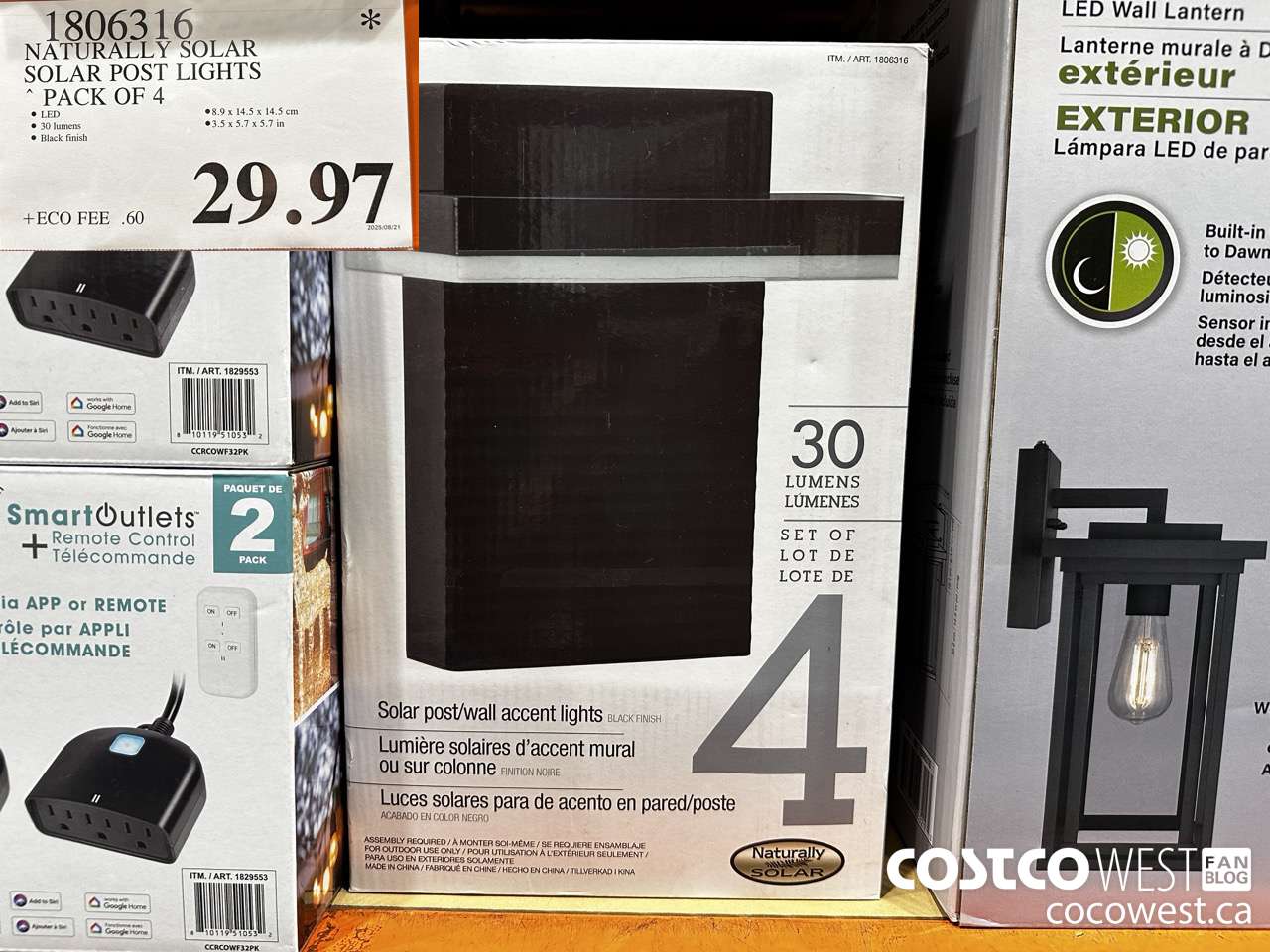 1806316 NATURALLY SOLAR SOLAR POST LIGHTS PACK OF 4 $29.97