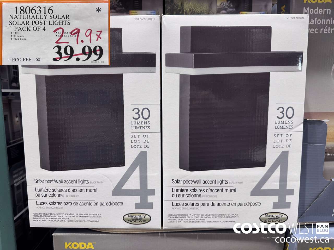 1806316 NATURALLY SOLAR SOLAR POST LIGHTS PACK OF 4 $29.97