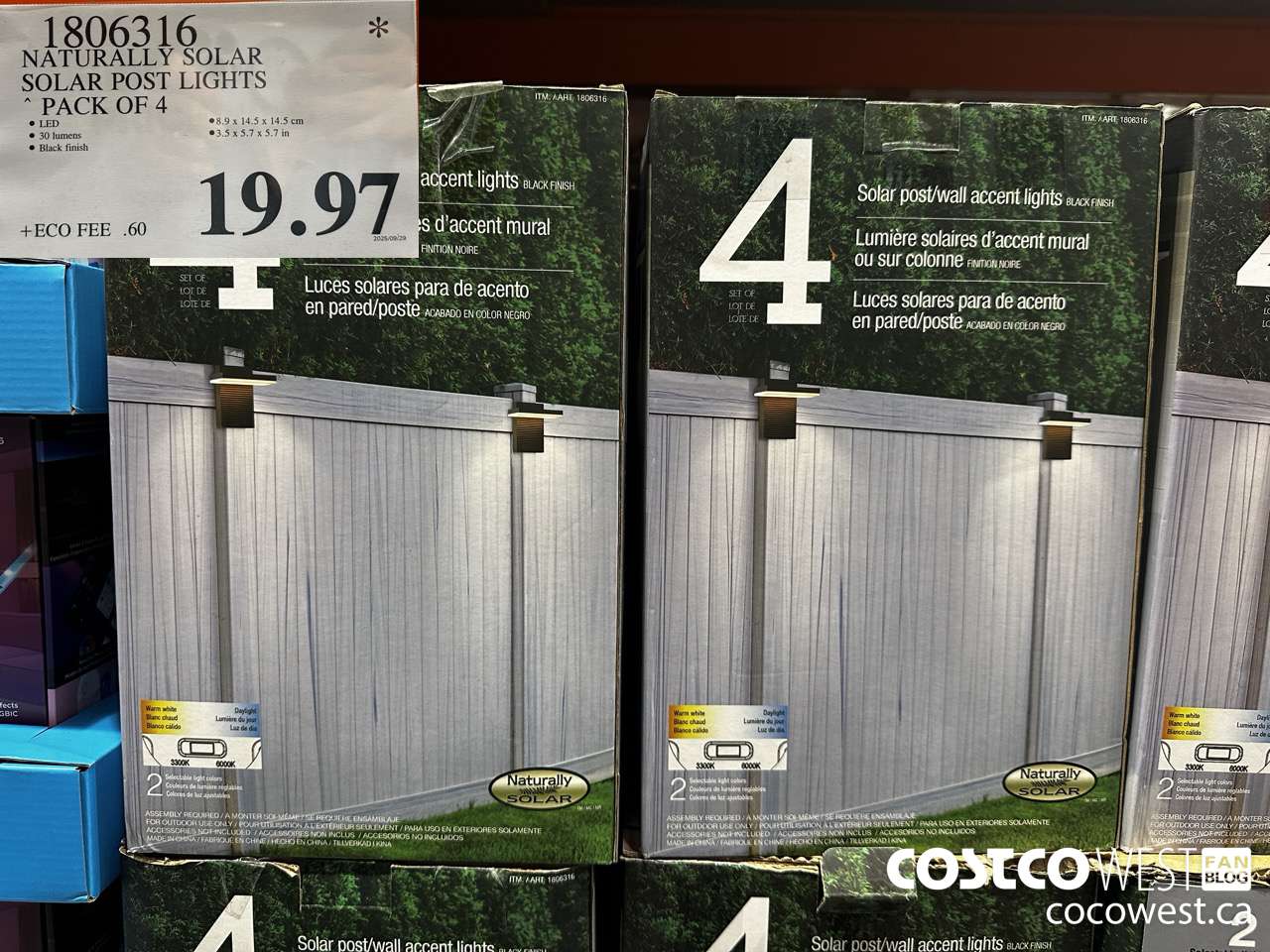 1806316 NATURALLY SOLAR SOLAR POST LIGHTS PACK OF 4 $19.97