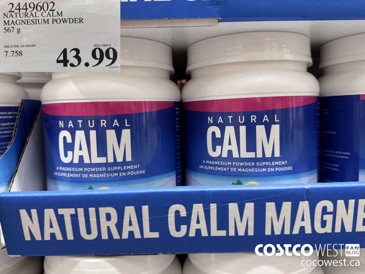2449602 NATURAL CALM MAGNESIUM POWDER 567 g $43.99