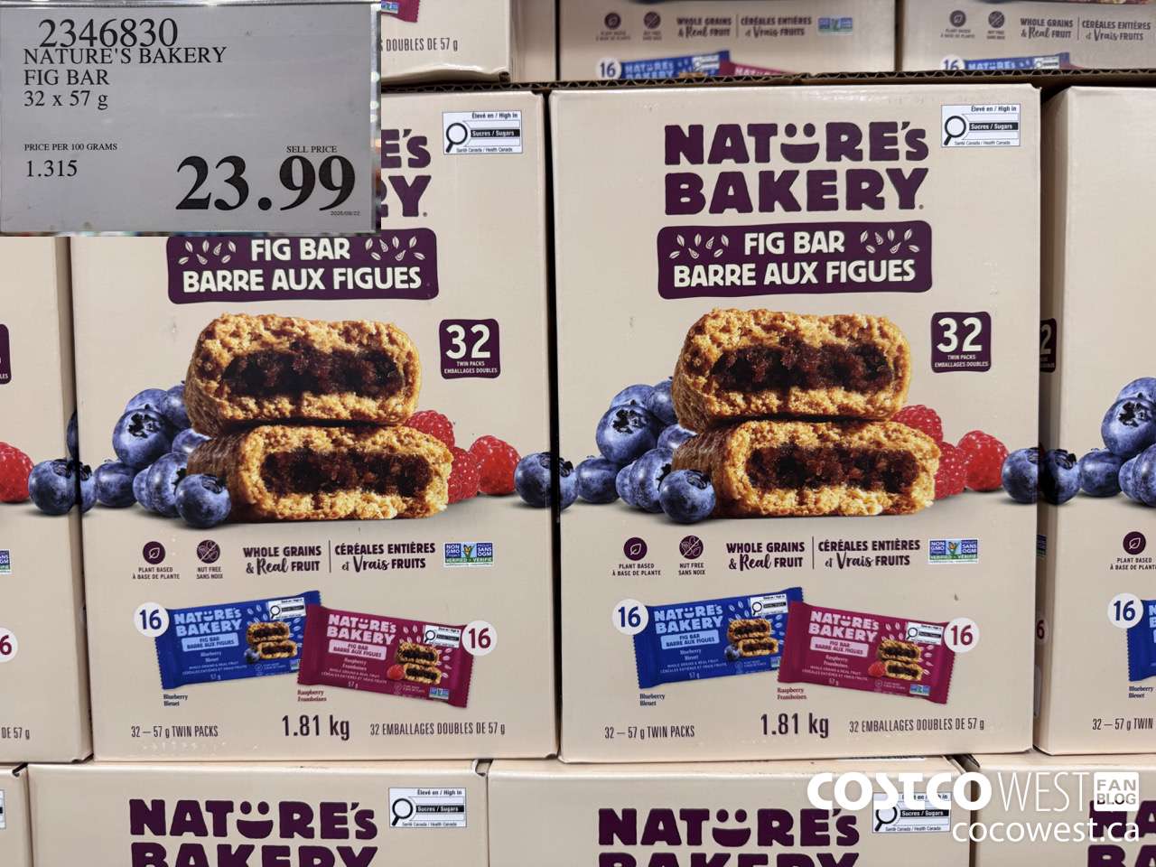 2346830 NATURE'S BAKERY FIG BAR 32 X 57 G $23.99