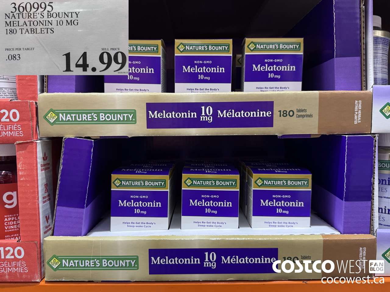 360995 NATURE'S BOUNTY MELATONIN GUMMIES 180 GUMMIES $14.99