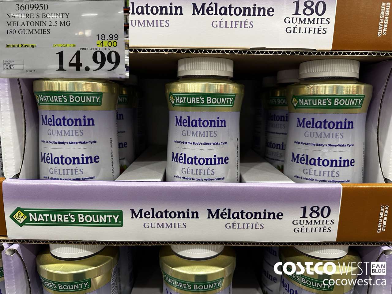 3609950 NATURE'S BOUNTY MELATONIN GUMMIES 180 GUMMIES ($4.00 INSTANT SAVINGS EXPIRES ON 2025-10-26) $14.99