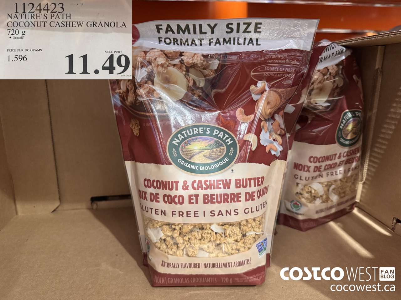1124423 NATURE'S PATH COCONUT CASHEW GRANOLA 720 g $11.49