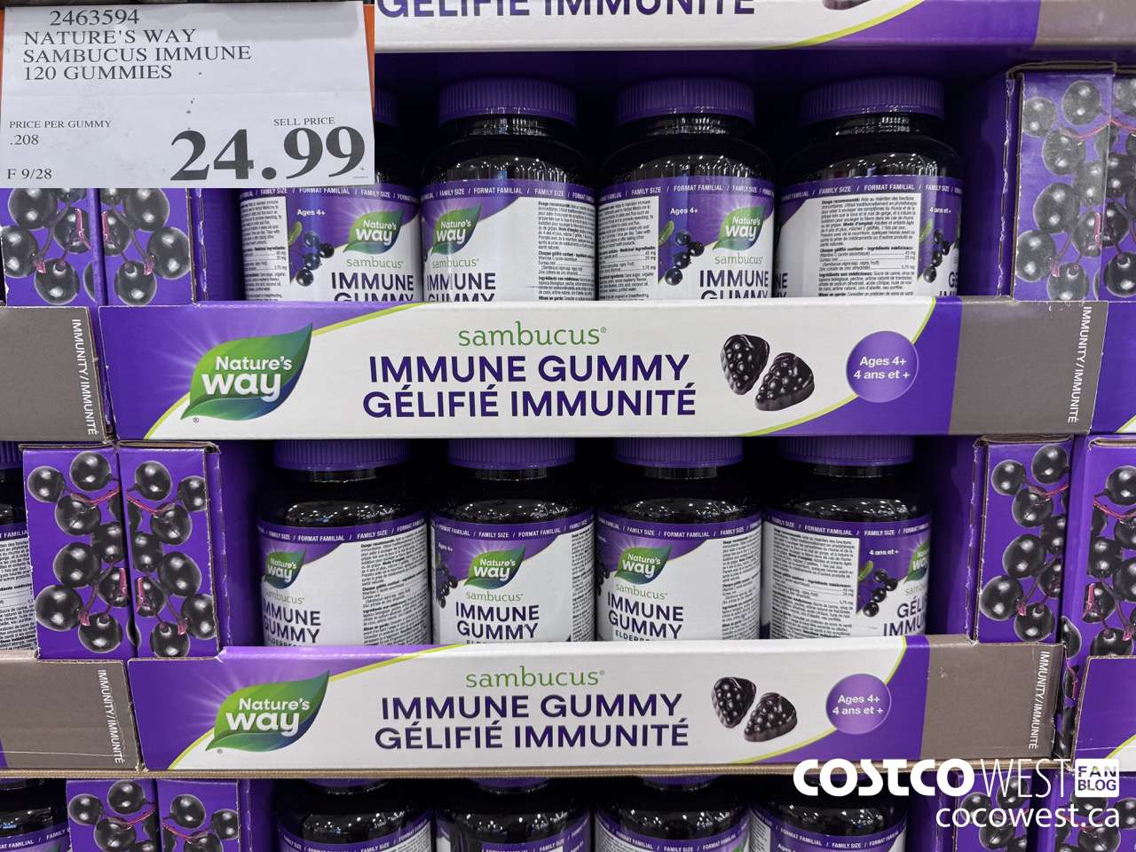 2463594 NATURE'S WAY SAMBUCUS IMMUNE 120 GUMMIES $24.99