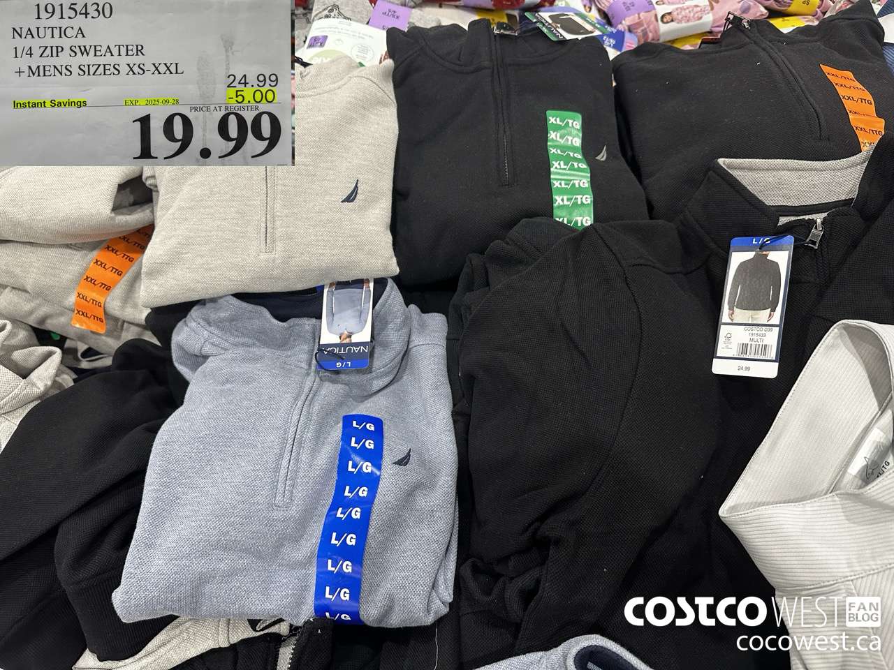 1915430 NAUTICA 1/4 ZIP SWEATER MENS SIZES XS-XXL ($5.00 INSTANT SAVINGS EXPIRES ON 2025-09-28) $19.99