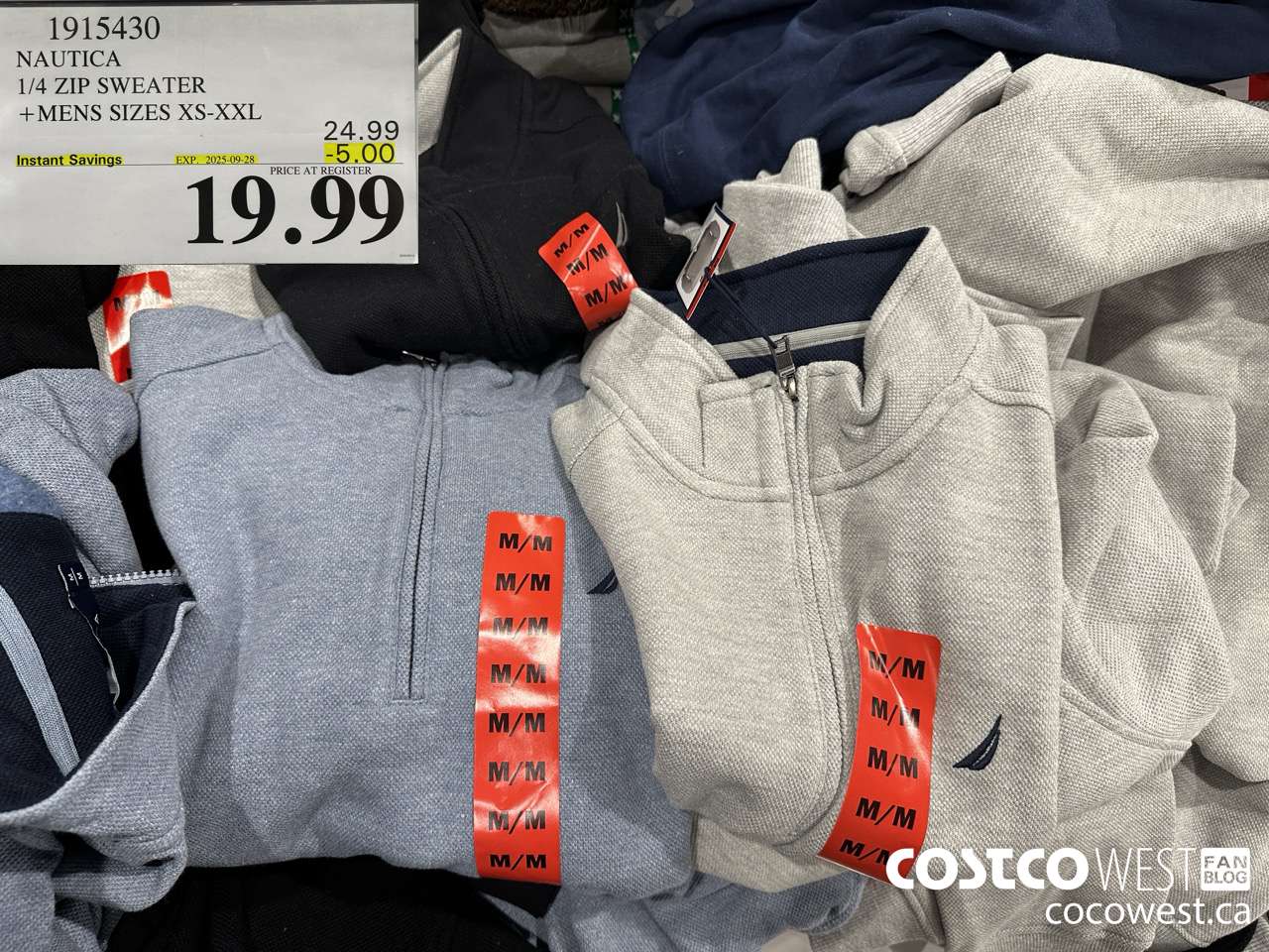 1915430 NAUTICA 1/4 ZIP SWEATER MENS SIZES XS-XXL ($5.00 INSTANT SAVINGS EXPIRES ON 2025-09-28) $19.99