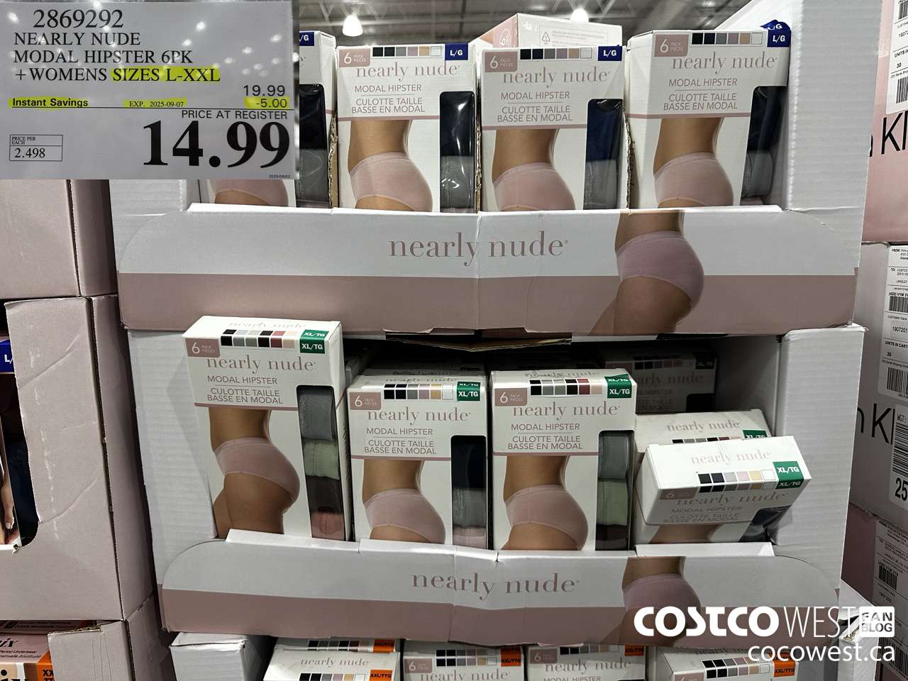 2869292 NEARLY NUDE MODAL HIPSTER 6PK WOMENS SIZES L-XXL ($5.00 INSTANT SAVINGS EXPIRES ON 2025-09-07) $14.99