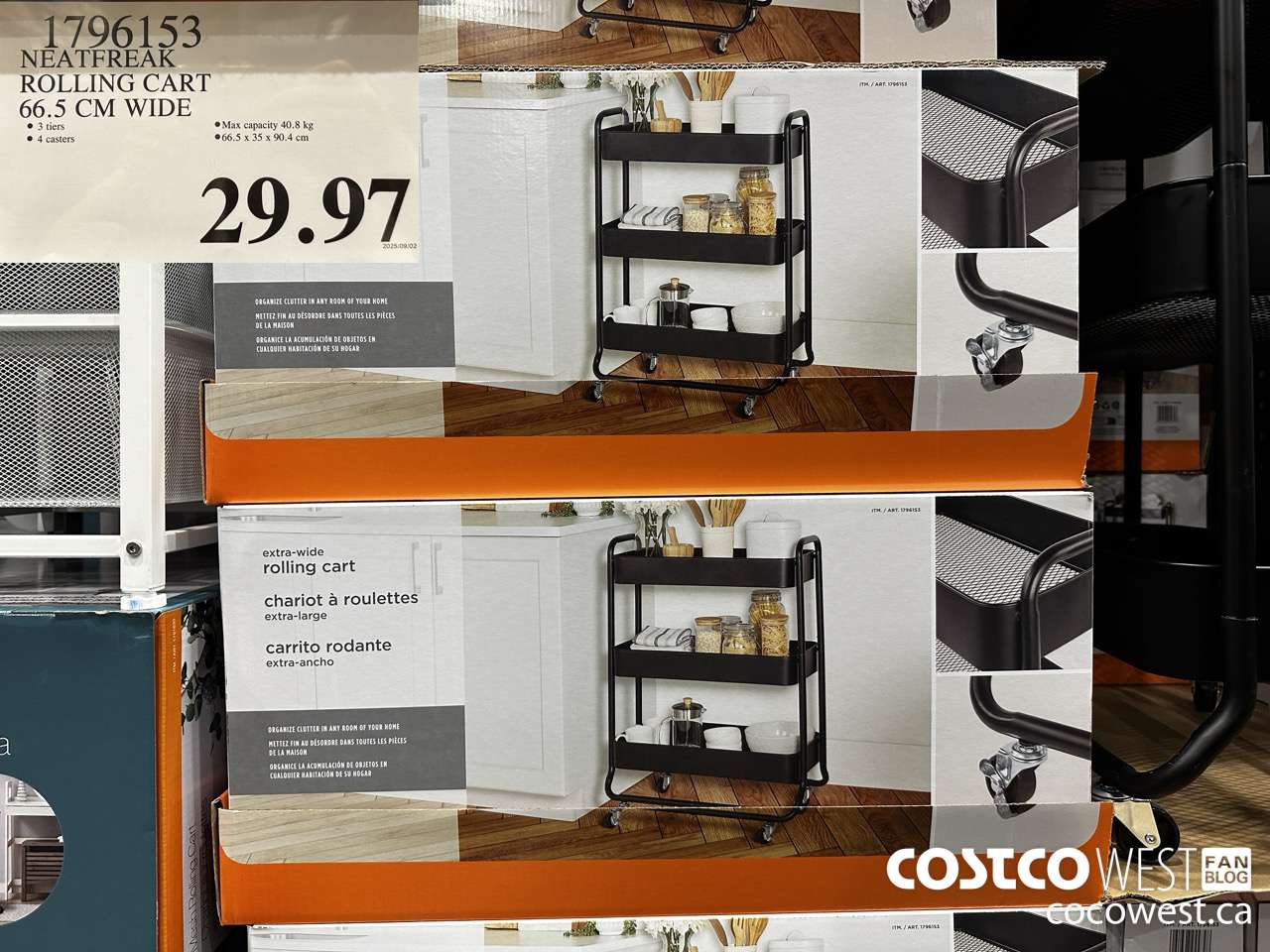 1796153 NEATFREAK ROLLING CART 66.5CM WIDE $29.97