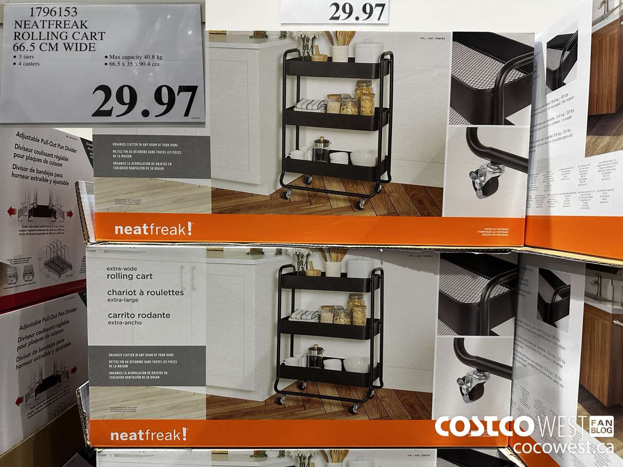 1796153 NEATFREAK ROLLING CART 66.5CM WIDE $29.97