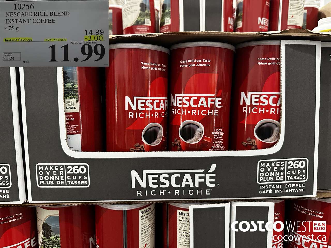 10256 NESCAFE RICH BLEND INSTANT COFFEE 475G ($3.00 INSTANT SAVINGS EXPIRES ON 2025-10-12) $11.99