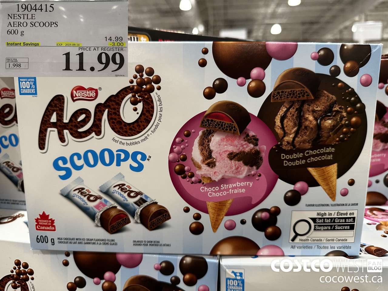 1904415 NESTLE AERO SCOOPS 600G ($3.00 INSTANT SAVINGS EXPIRES ON 2025-09-14) $11.99