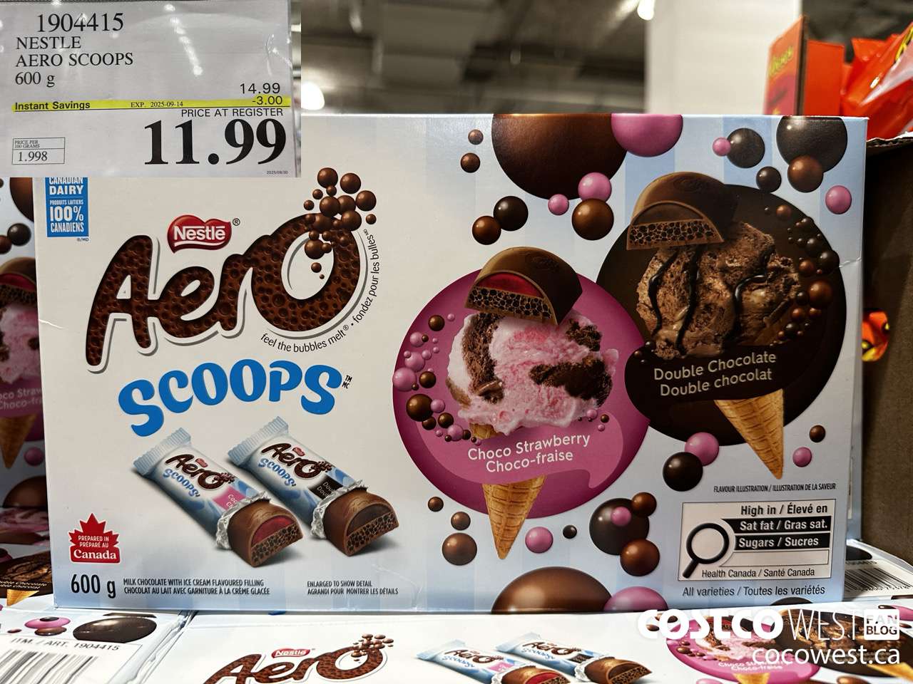 1904415 NESTLE AERO SCOOPS 600G ($3.00 INSTANT SAVINGS EXPIRES ON 2025-09-14) $11.99