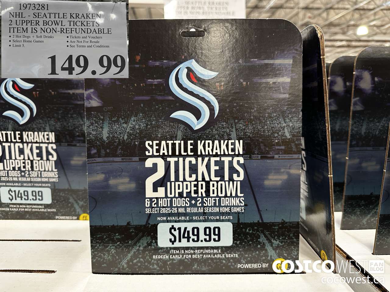 1973281 NHL - SEATTLE KRAKEN 2 UPPER BOWL TICKETS ITEM IS NON-REFUNDABLE $149.99