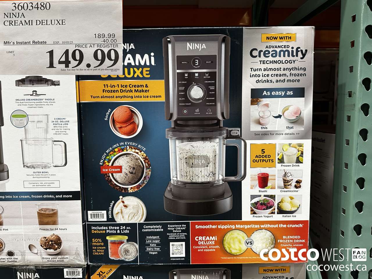 3603480 NINJA CREAMI DELUXE ($40.00 INSTANT SAVINGS EXPIRES ON 2025-10-05) $149.99