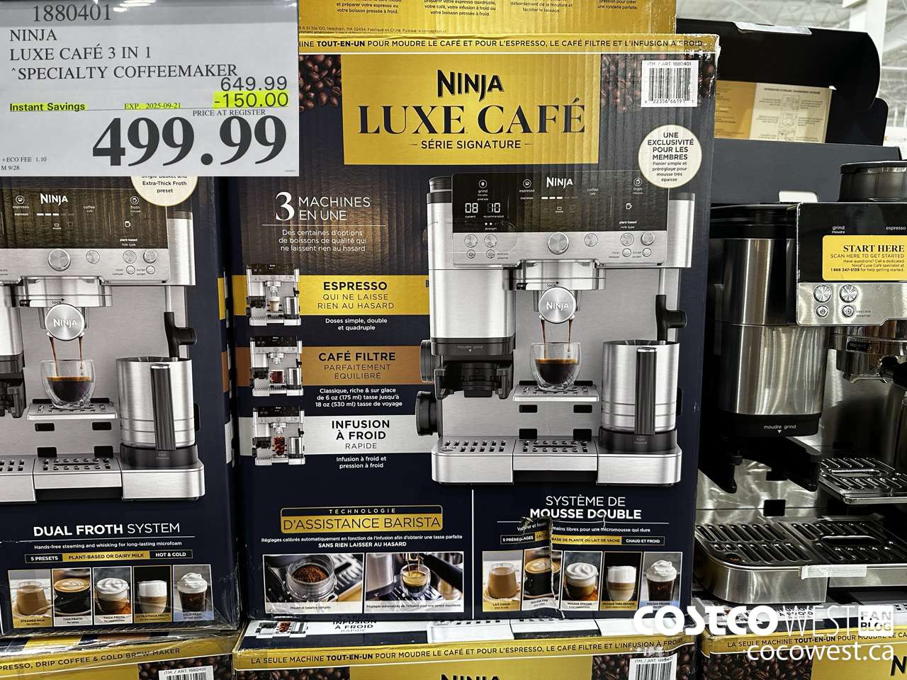 1880401 NINJA LUXE CAFE 3 IN 1 SPECIALTY COFFEEMAKER ($150.00 INSTANT SAVINGS EXPIRES ON 2025-09-21) $499.99