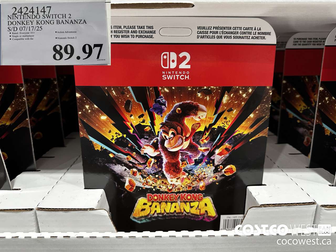 2424147 NINTENDO SWITCH 2 DONKEY KONG BANANZA S/D 07/17/25 $89.97