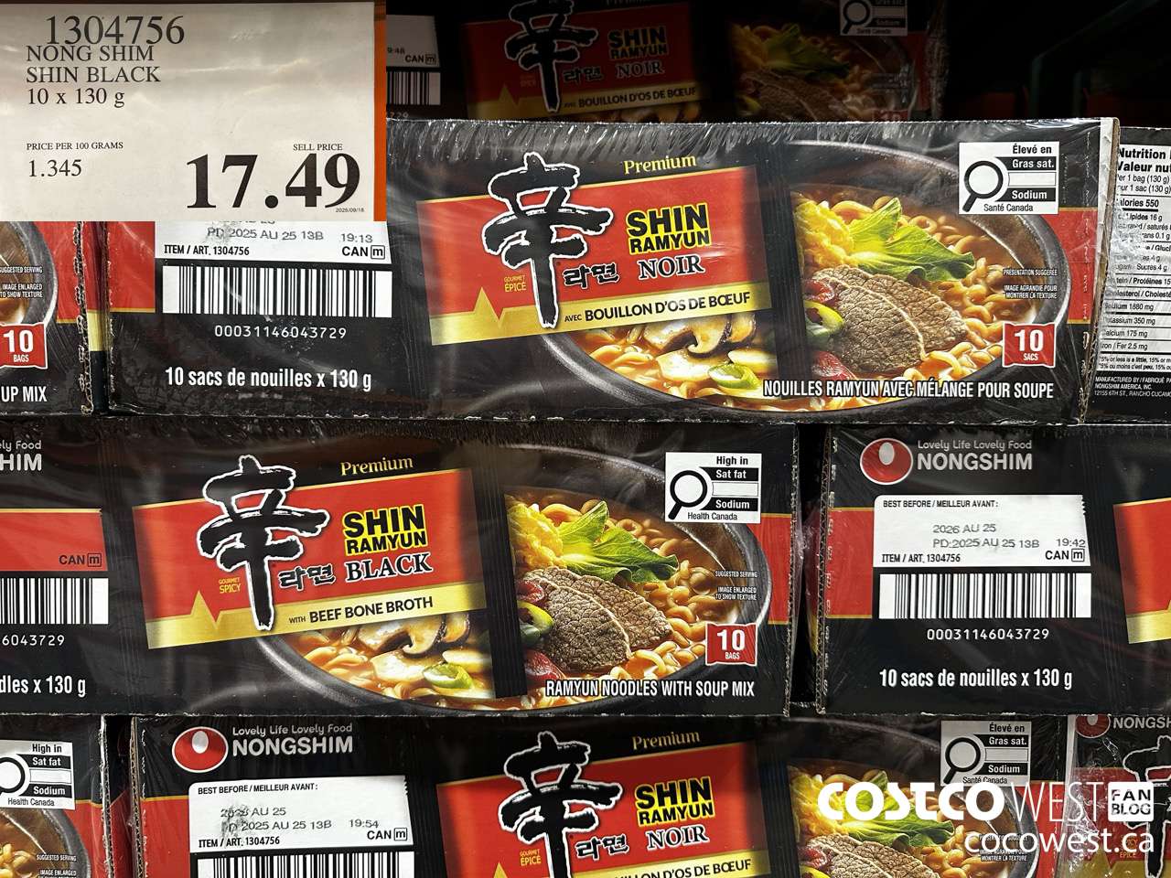 1304756 NONG SHIM SHIN BLACK 10 X 130 G $17.49