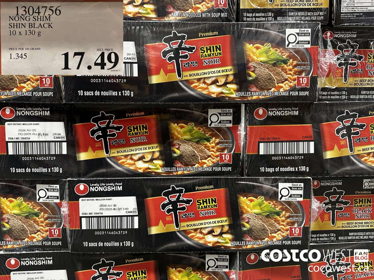 1304756 NONG SHIM SHIN BLACK 10 X 130 G $17.49