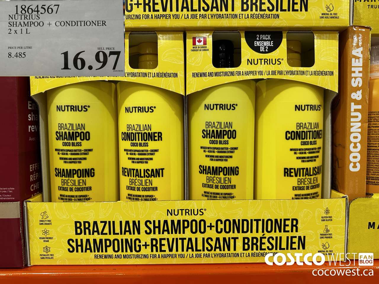 1864567 NUTRIUS SHAMPOO + CONDITIONER 2 X 1L $16.97