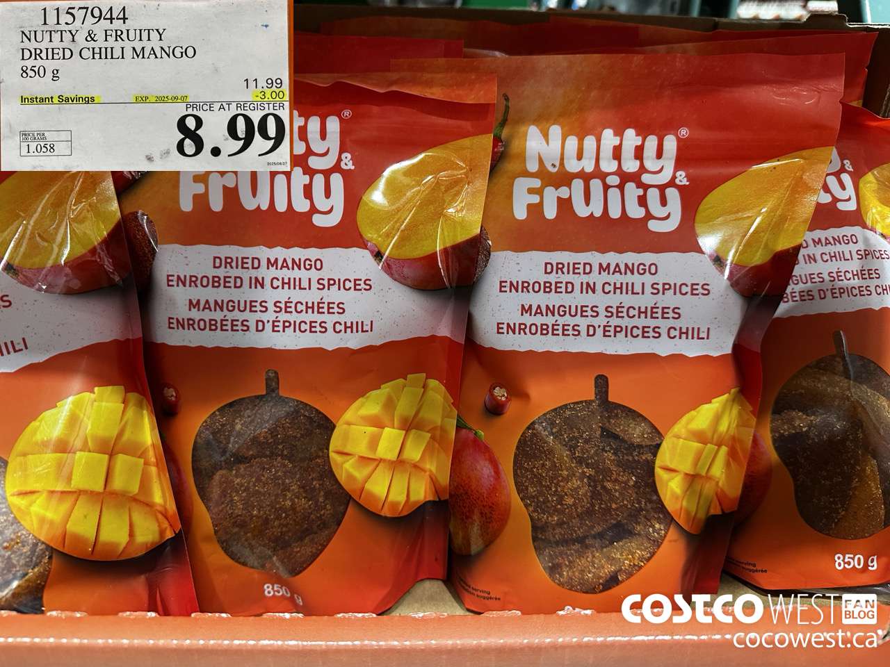 1157944 NUTTY & FRUITY DRIED CHILI MANGO 30 OZ ($3.00 INSTANT SAVINGS EXPIRES ON 2025-09-07) $8.99