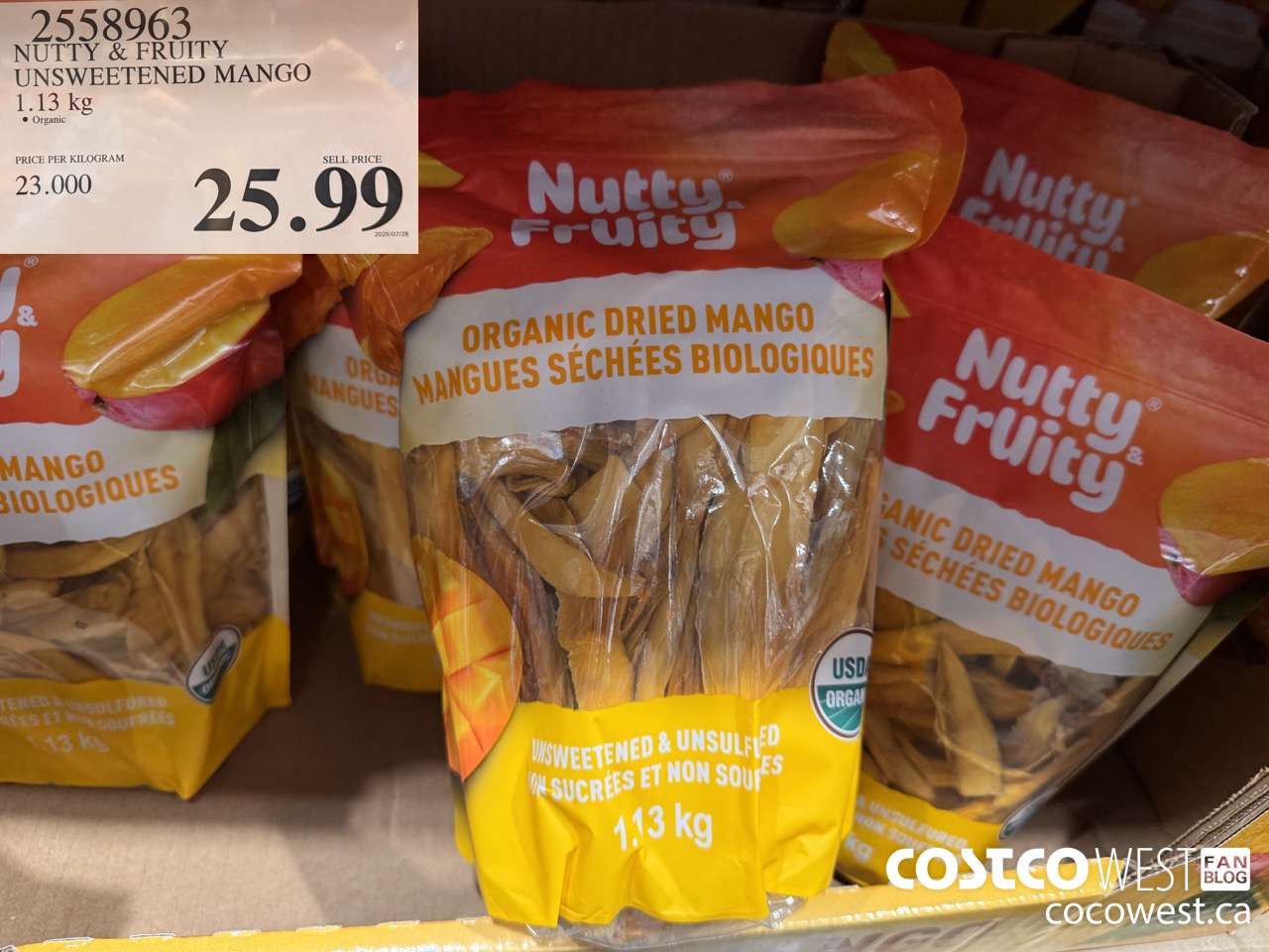 2558963 NUTTY & FRUITY UNSWEETENED MANGO 1.13KG $25.99