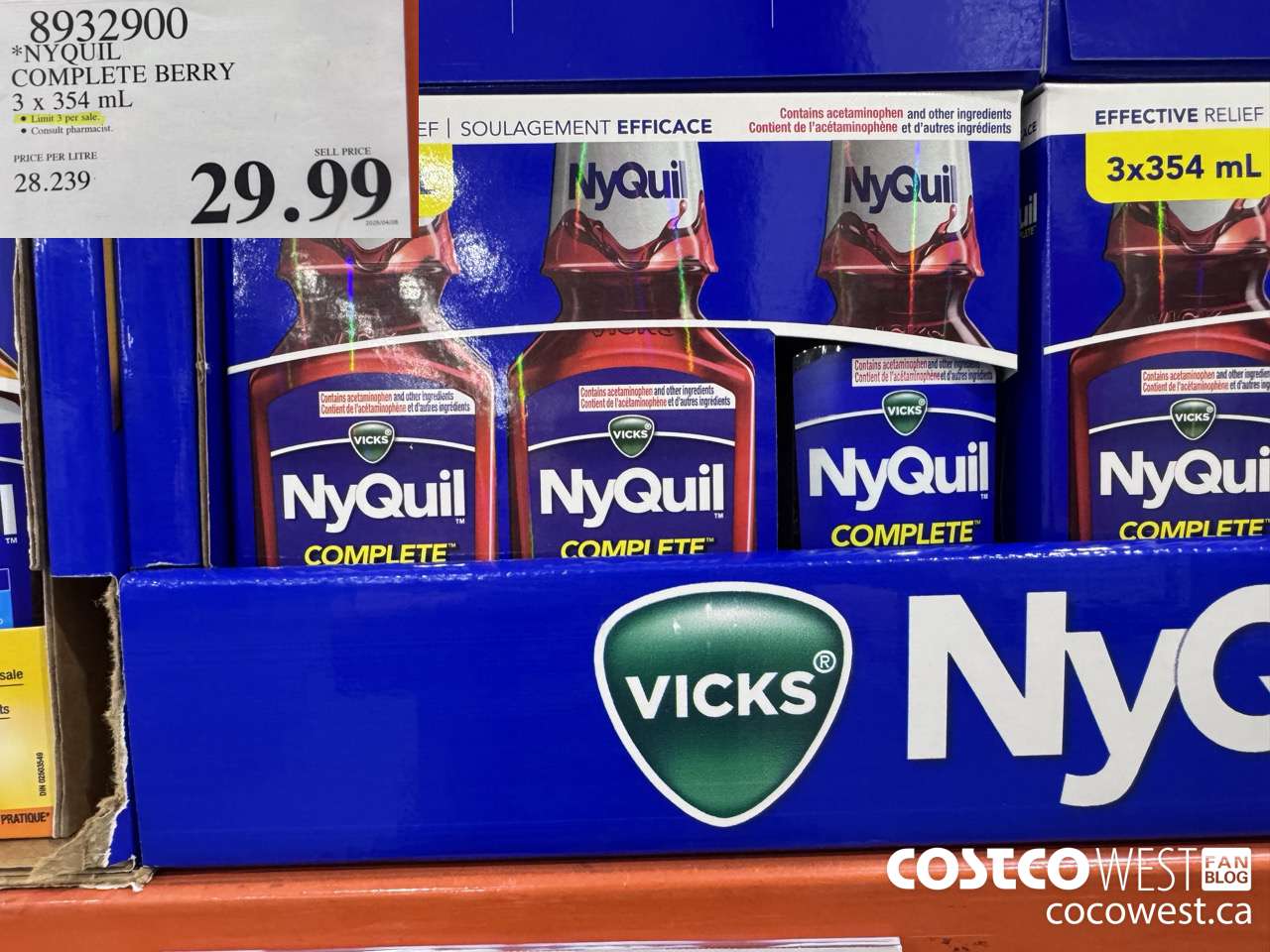 8932900 NYQUIL COMPLETE BERRY 3 X 354ML $29.99