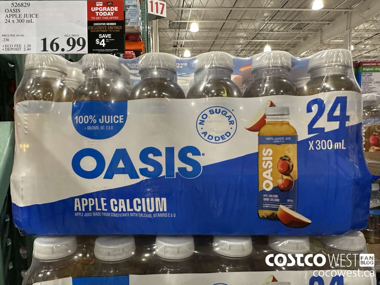 526829 OASIS APPLE JUICE 24 x 300 mL ($4.00 INSTANT SAVINGS EXPIRES ON 2025-09-14) $12.99