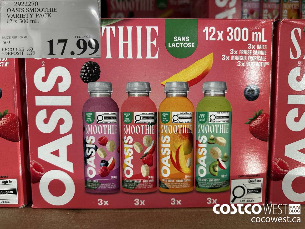 2922270 OASIS SMOOTHIE VARIETY PACK 12 X 300ML $17.99