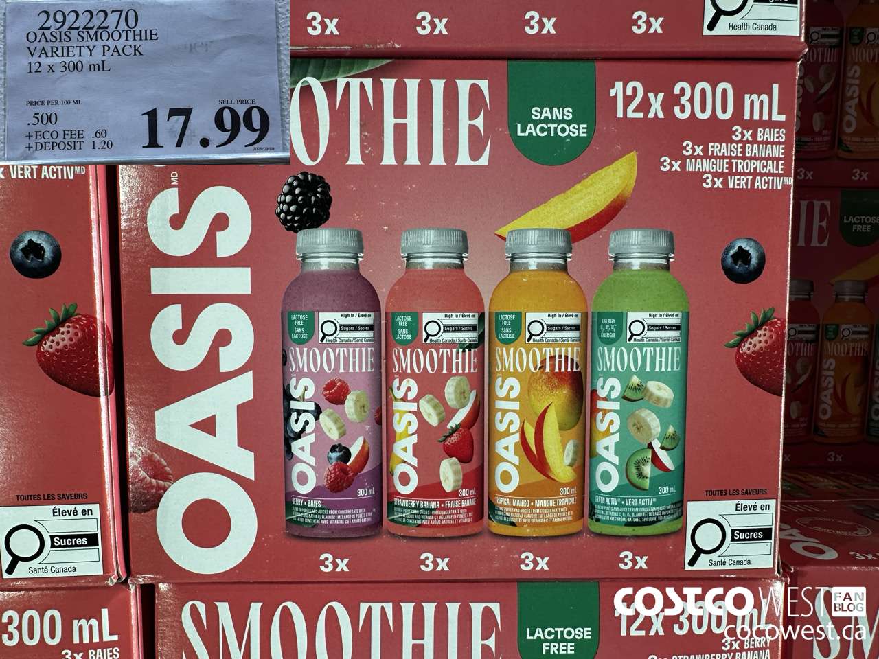 2922270 OASIS SMOOTHIE VARIETY PACK 12 X 300ML $17.99