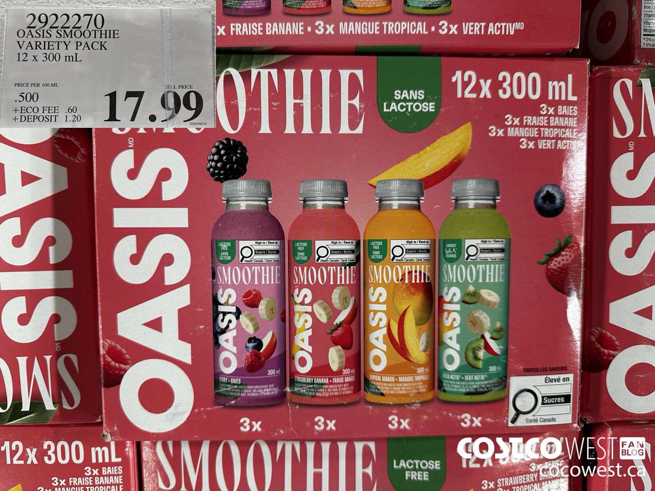 2922270 OASIS SMOOTHIE VARIETY PACK 12 X 300ML $17.99