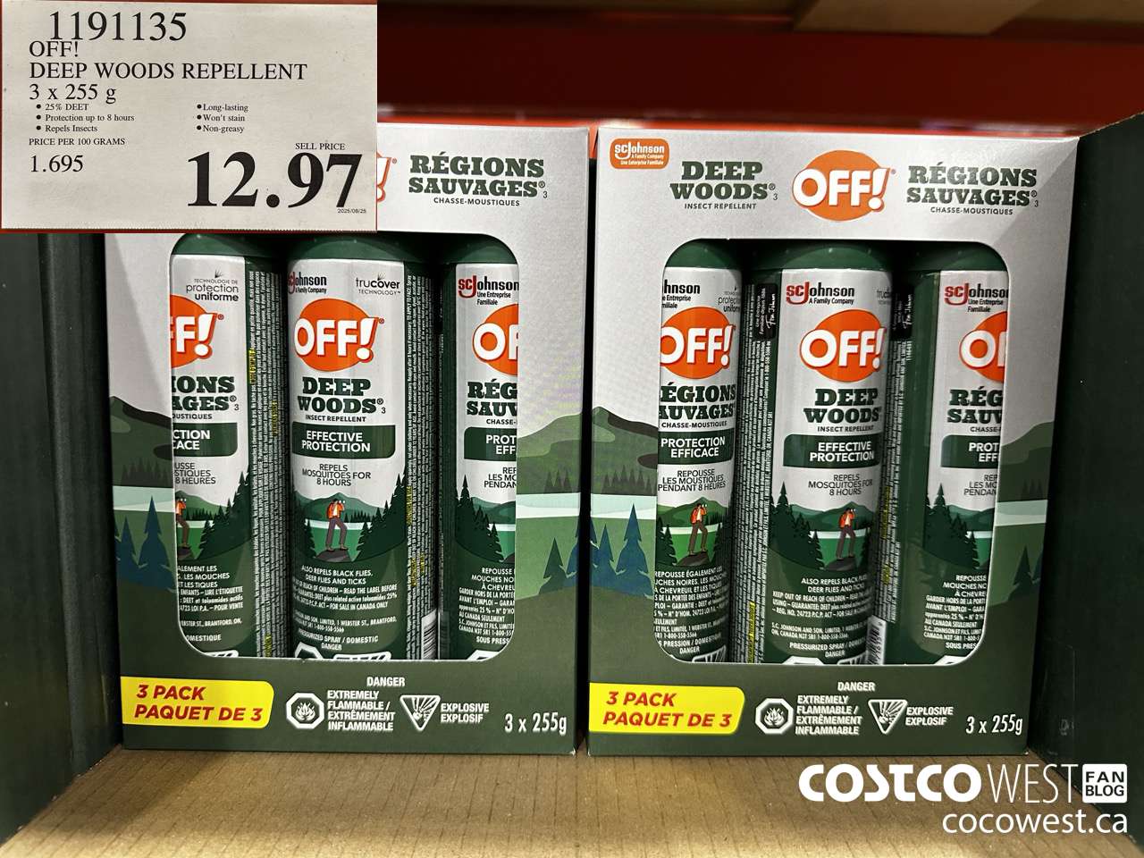 1191135 OFF! DEEP WOODS INSECT REPELLENT 3 x 255 g $12.97