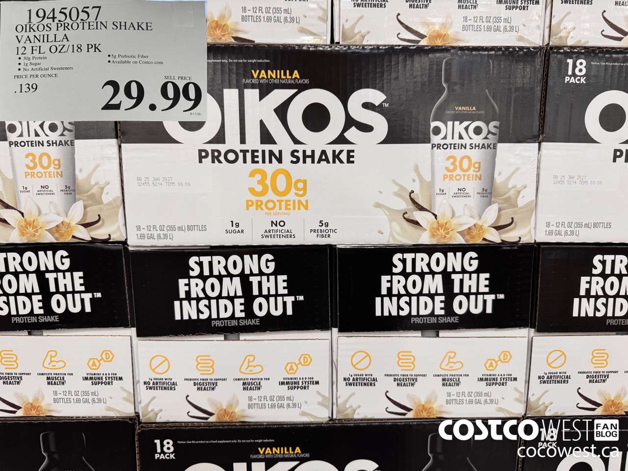 1945057 OIKOS PROTEIN SHAKE VANILLA 12 FL OZ/18 OZ $29.99