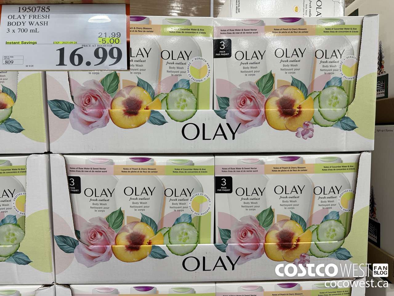 1950785 OLAY FRESH BODY WASH 3 X 700ML ($5.00 INSTANT SAVINGS EXPIRES ON 2025-09-28) $16.99