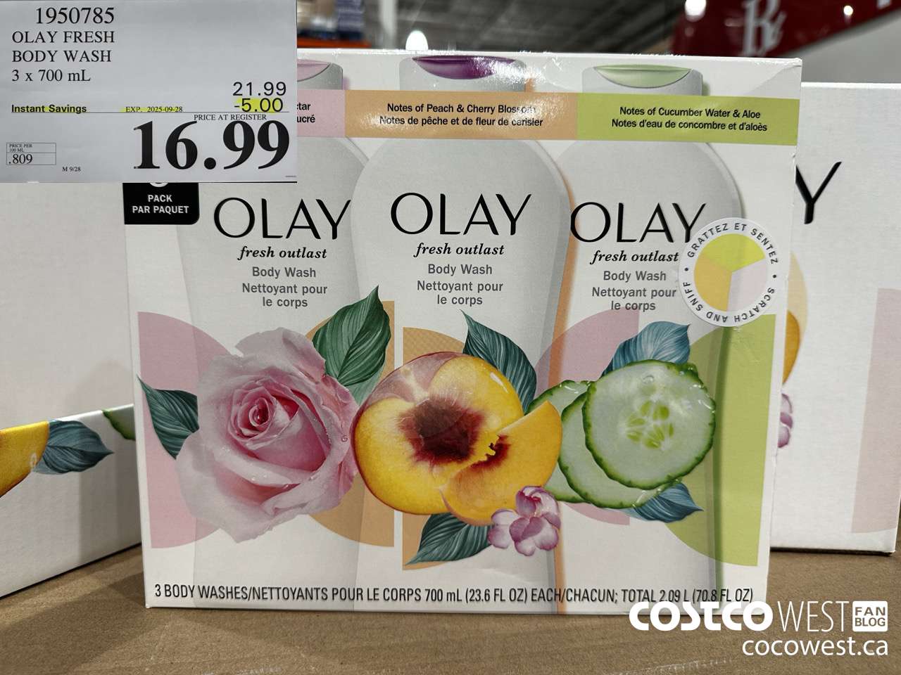 1950785 OLAY FRESH BODY WASH 3 X 700ML ($5.00 INSTANT SAVINGS EXPIRES ON 2025-09-28) $16.99