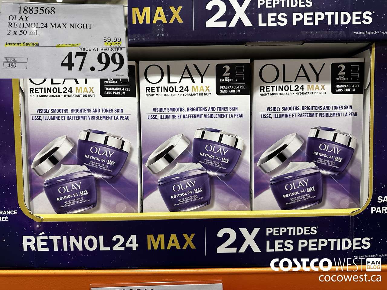 1883568 OLAY RETINOL24 MAX NIGHT 2 x 50 mL ($12.00 INSTANT SAVINGS EXPIRES ON 2025-09-28) $47.99