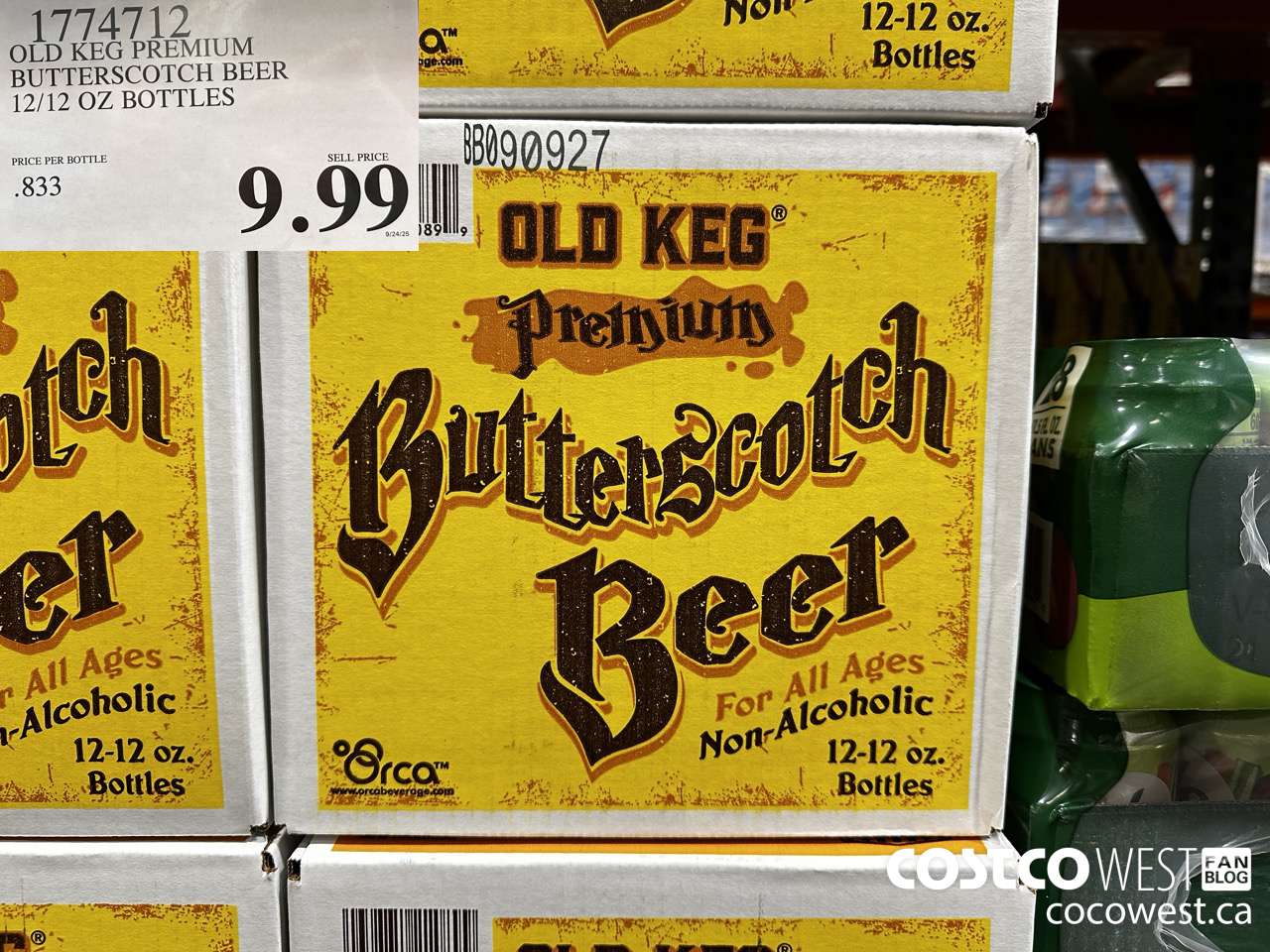 1774712 OLD KEG PREMIUM BUTTERSCOTCH BEER 12/12 OZ BOTTLES $9.99