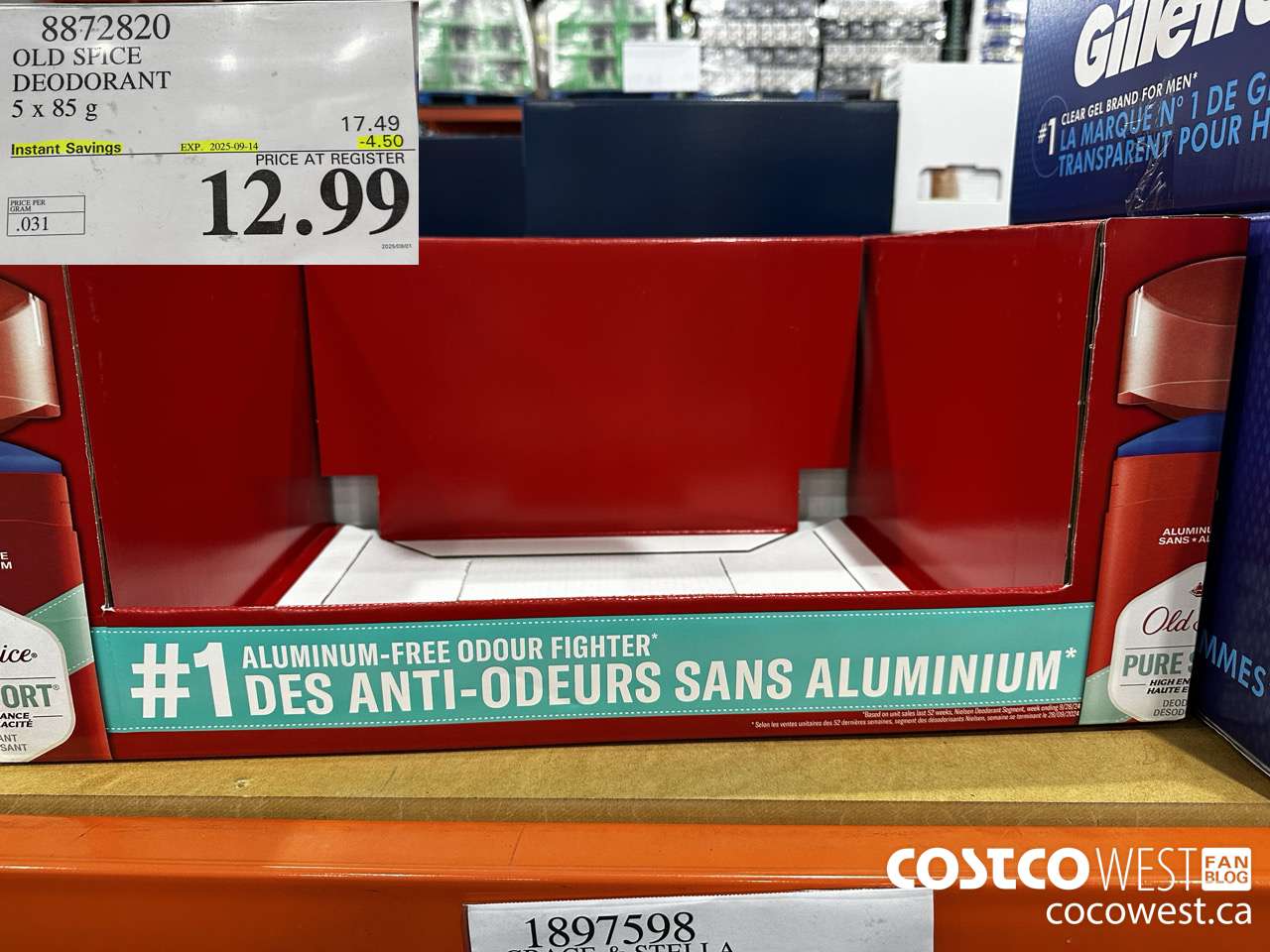 8872820 OLD SPICE DEODORANT 5 x 85 g ($4.50 INSTANT SAVINGS EXPIRES ON 2025-09-14) $12.99