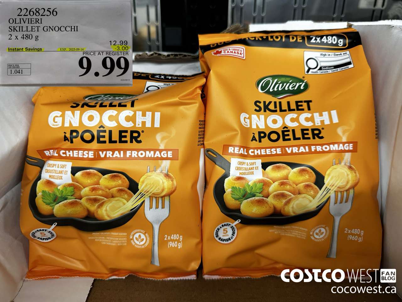 2268256 OLIVIERI SKILLET GNOCCHI 2 X 480G ($3.00 INSTANT SAVINGS EXPIRES ON 2025-09-14) $9.99