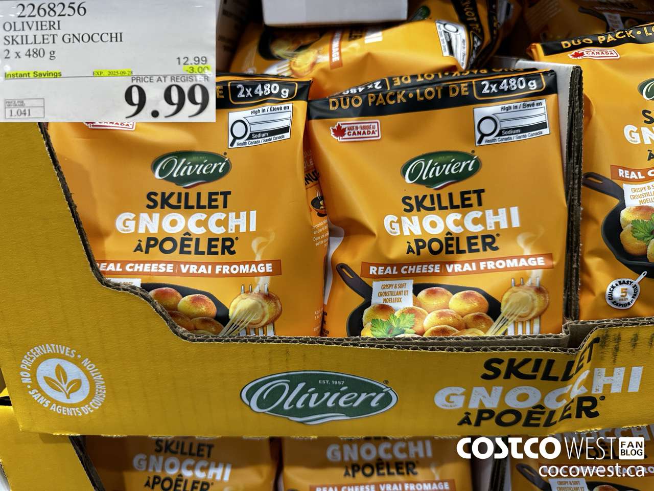 2268256 OLIVIERI SKILLET GNOCCHI 2 X 480G ($3.00 INSTANT SAVINGS EXPIRES ON 2025-09-28) $9.99