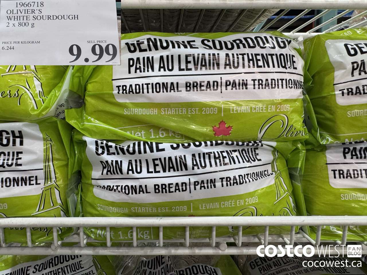 1966718 OLIVIER'S WHITE SOURDOUGH 2 X 800G $9.99