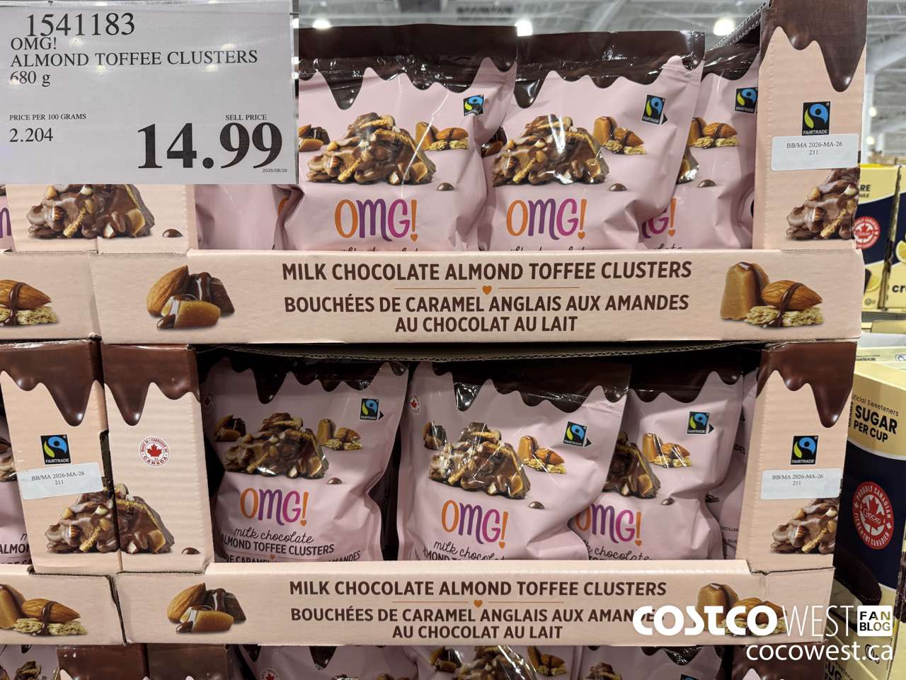 1541183 OMG! ALMOND TOFFEE CLUSTERS 680g  $14.99